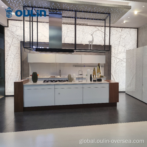 Glass Kitchen Cabinet Modern custom cheap minimalist style home kitchen cabinet Supplier